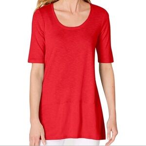 J. Jill small a-line knit tunic side vent dipped hemline scoop neck elbow sleeve